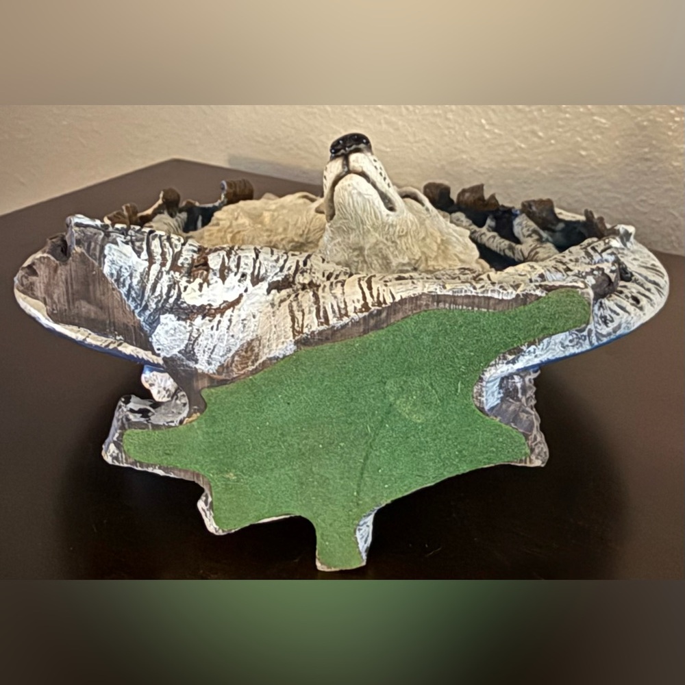 Vintage 3D Wolf Decorative Plate Sculpture | Birch Forest Wolves Wall Art | 8” - Picture 5 of 6